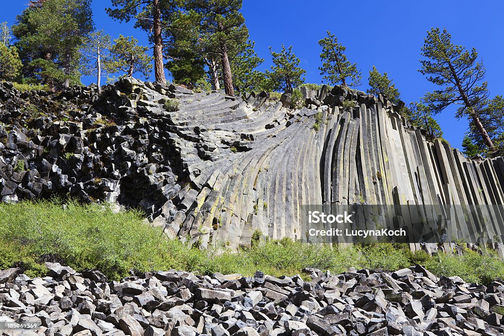 Devils Postpile, columnar basalt-formation - Lizenzfrei Amerikanische Sierra Nevada Stock-Foto