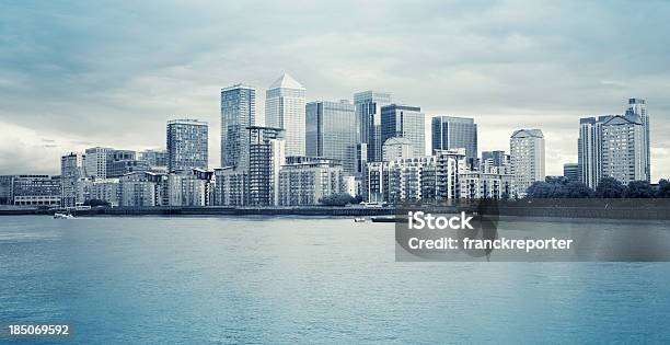 London Steel Skyline Of Canary Wharf Stock Photo - Download Image Now - Canary Wharf, London Docklands, Urban Skyline