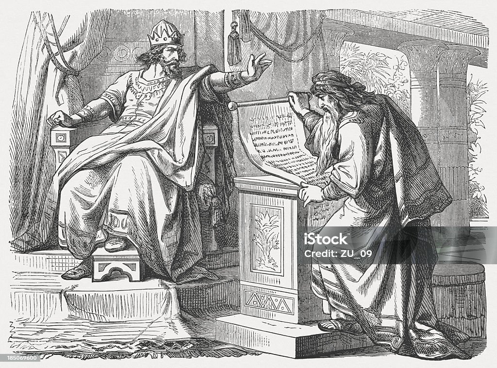 Shaphan vor Josiah (2 Chronicles 34, 18-19 - Lizenzfrei Justizwesen Stock-Illustration