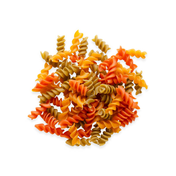 istock Colorful fusilli pasta on white background. 1850700501