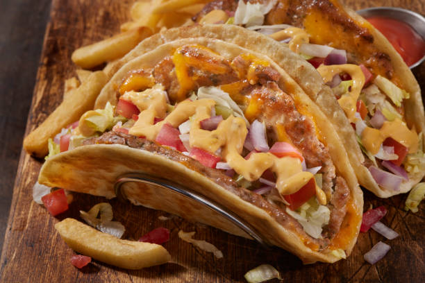 istock The Viral Smash Ground Chicken Cheese Burger Taco 1850702559