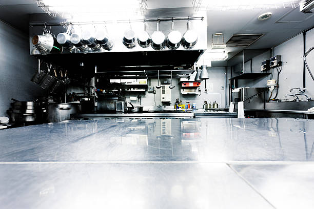 cozinha industrial japonesa - commercial kitchen restaurant retail stainless steel imagens e fotografias de stock