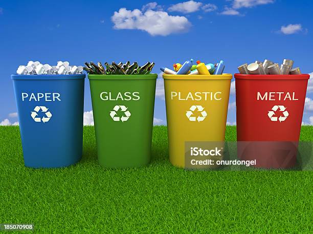 Recycling Bins Stock Photo - Download Image Now - Recycling Bin, Recycling, Garbage Bin