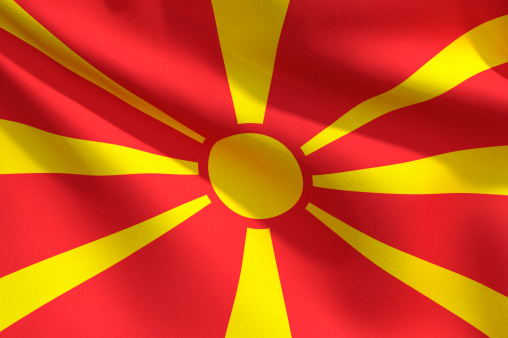 A close up view of the flag of Macedonia. Fabric texture visible at 100%.Check out the other images in this series here...