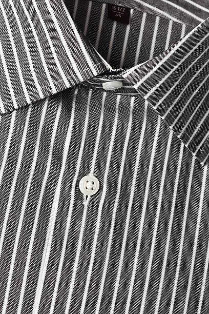 istock Charcoal and White Striped Dress Shirt 185071399