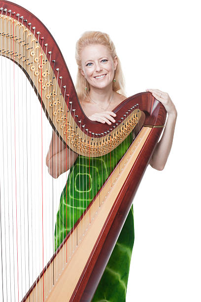 istock Smiling woman with harp 185071800