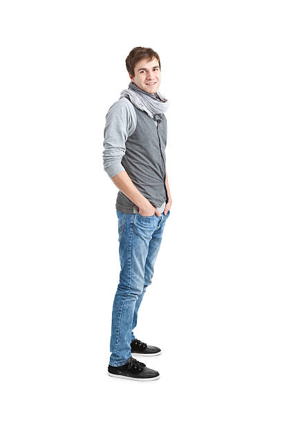 istock young handsome man in grey scarf 185072035