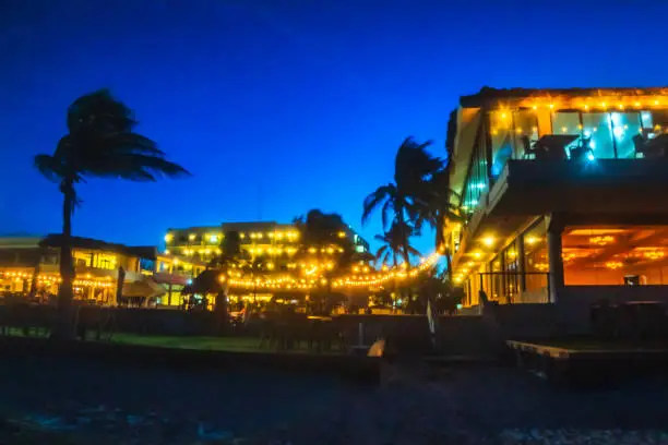 Zona hotelera por la noche en playa miramar en Tampico madero tamaulipas