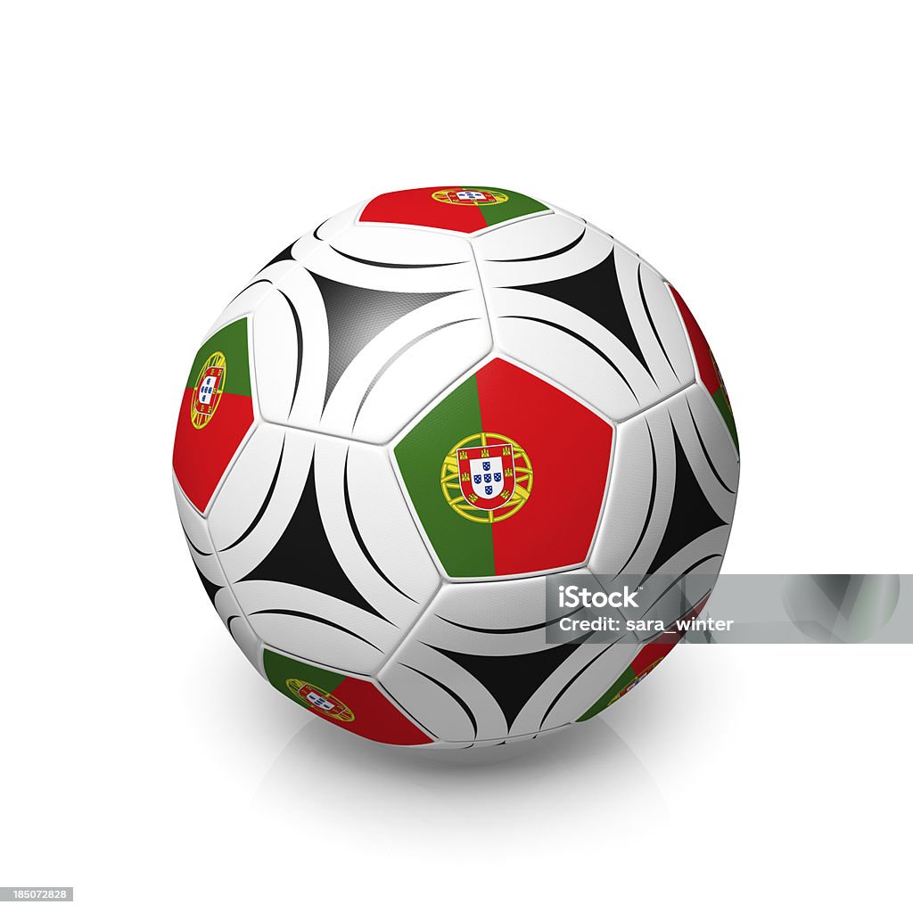 Bola de futebol com português flags, isolada no branco " - Foto de stock de Bandeira royalty-free