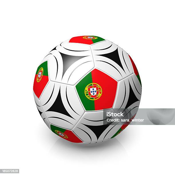 Foto de Bola De Futebol Com Português Flags Isolada No Branco e mais fotos de stock de Bandeira