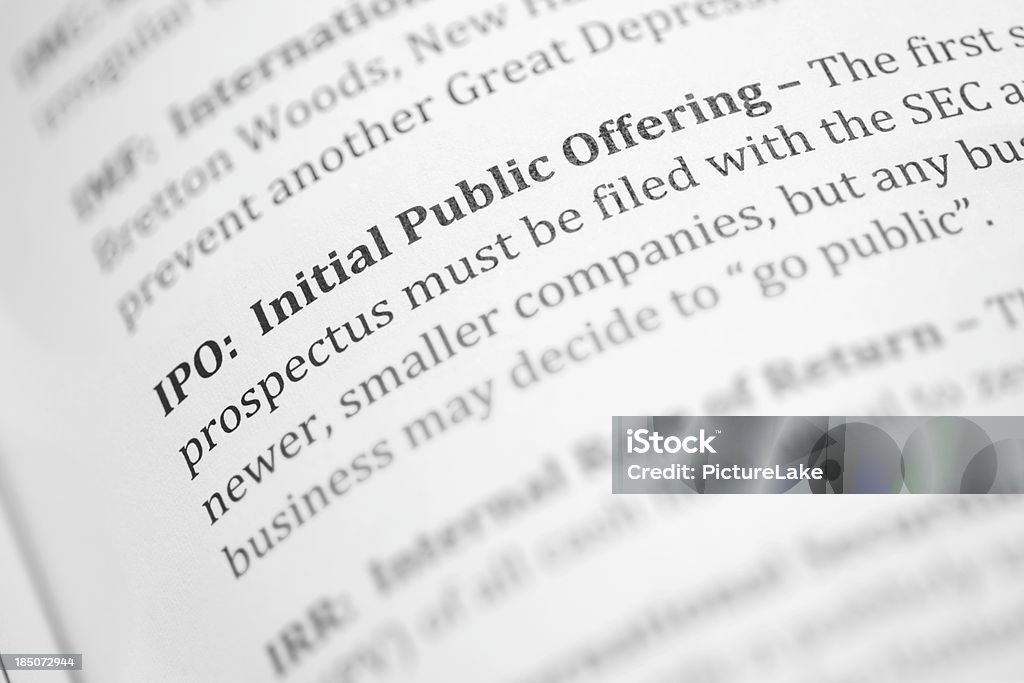 L'IPO, initial public offering, définition - Photo de Introduction en Bourse libre de droits