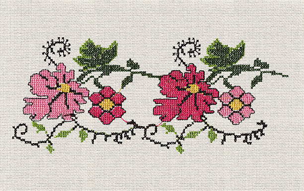 istock Cross-Stitch Floral Design 185073440