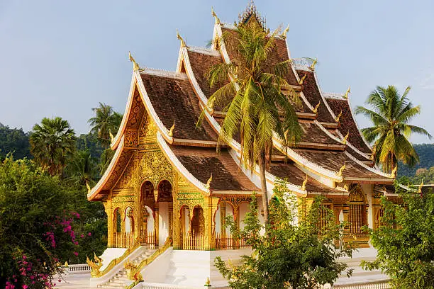 "Wat Ho Pha Bang in Luang Prabang, Laos is located at the northeastern corner of the grounds of the Royal Palace Museum. Luang Prabang is a city located in north central Laos and is notable as a UNESCO World Heritage Site."