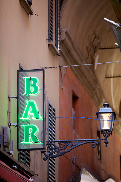 istock A vintage neon green bar sign on wall 185073833