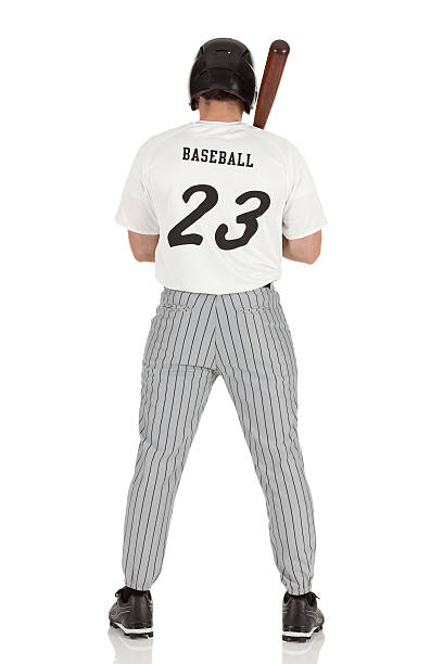 вид сзади a бейсболист - baseball player baseball holding bat стоковые фото и изображения