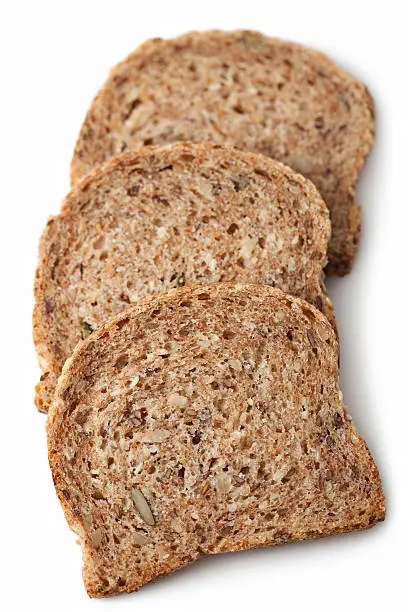 Sliced of wholemeal bread photographed close up