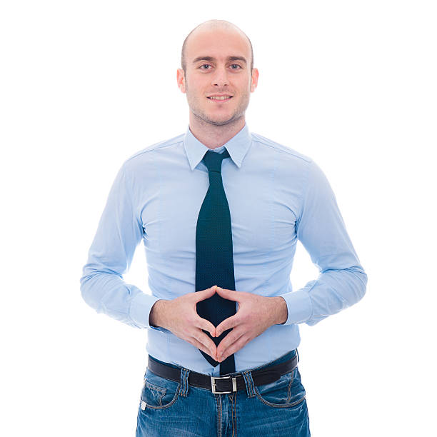 Young man posing on white background with suit of clothes