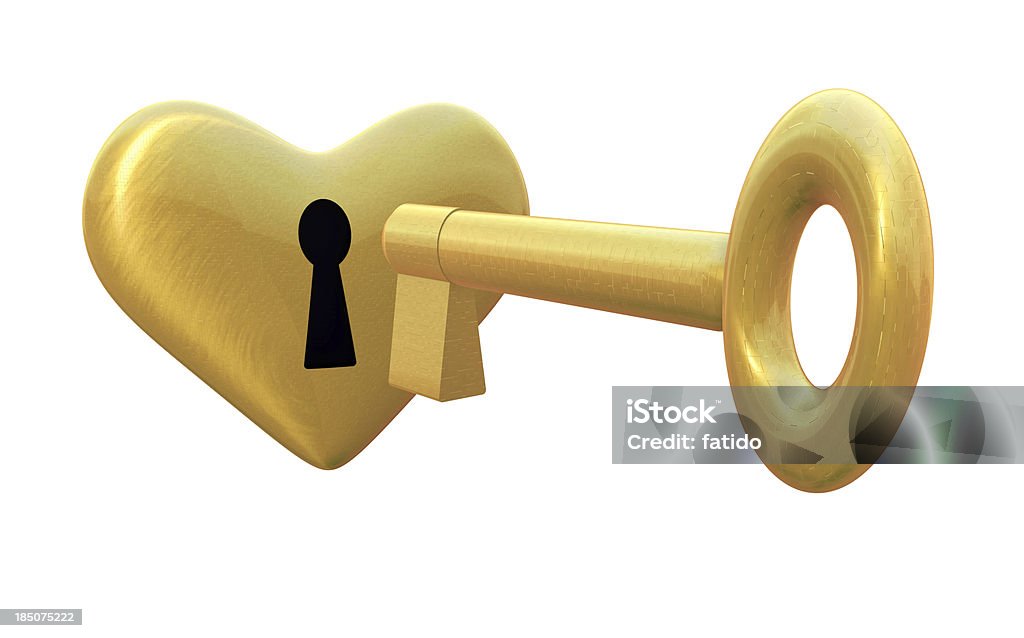Gold Key und Herz - Lizenzfrei Abschließen Stock-Foto