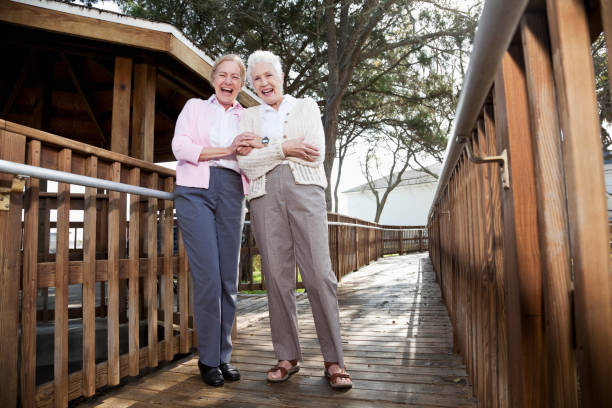 istock Senior women on wooden walkway 185075754
