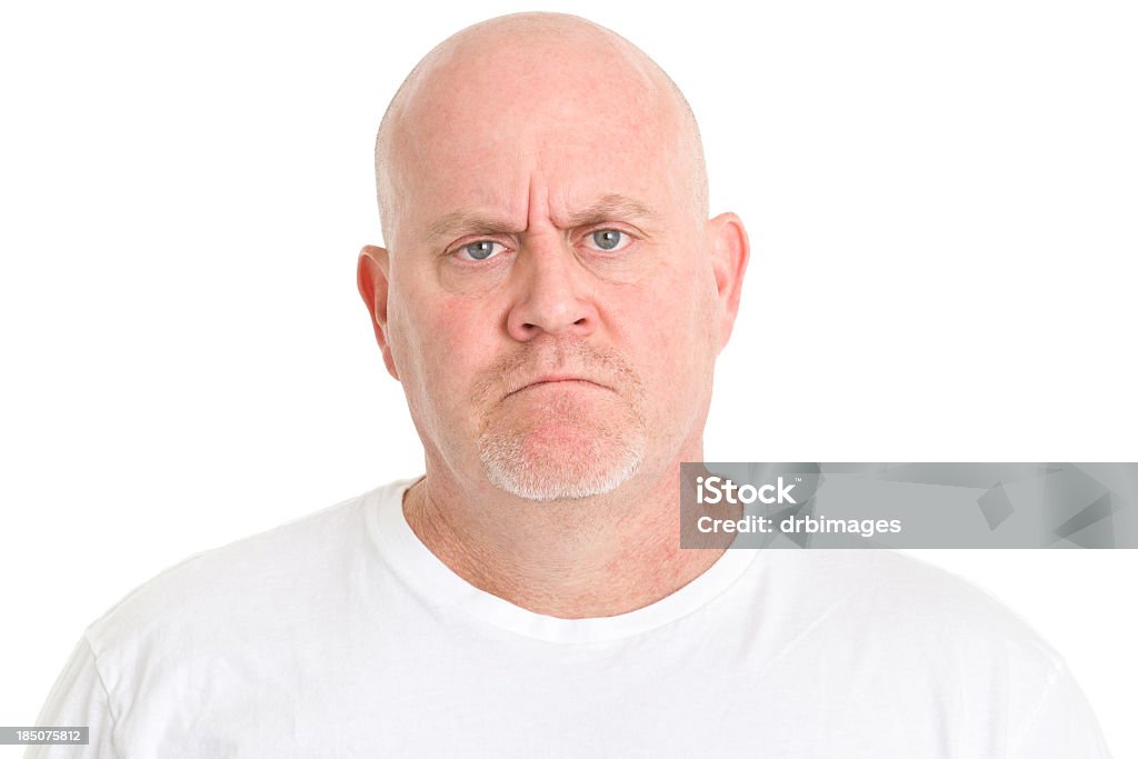 Irritated Frowning Man Portrait of a mature man on a white background. http://s3.amazonaws.com/drbimages/m/cc2.jpg 40-49 Years Stock Photo