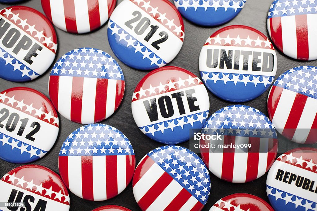 Botões política em preto superfície plana - Foto de stock de As Américas royalty-free