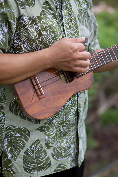 Man playing ukelele stock photo