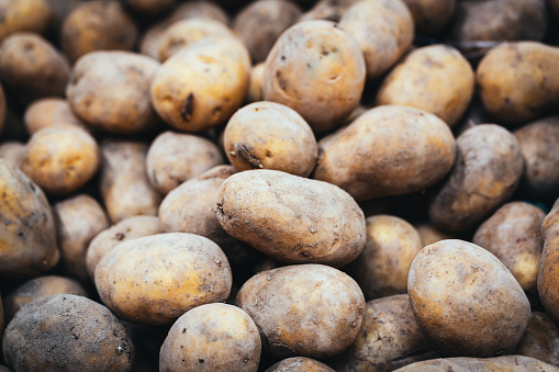 Close-up of fresh natural potatoes