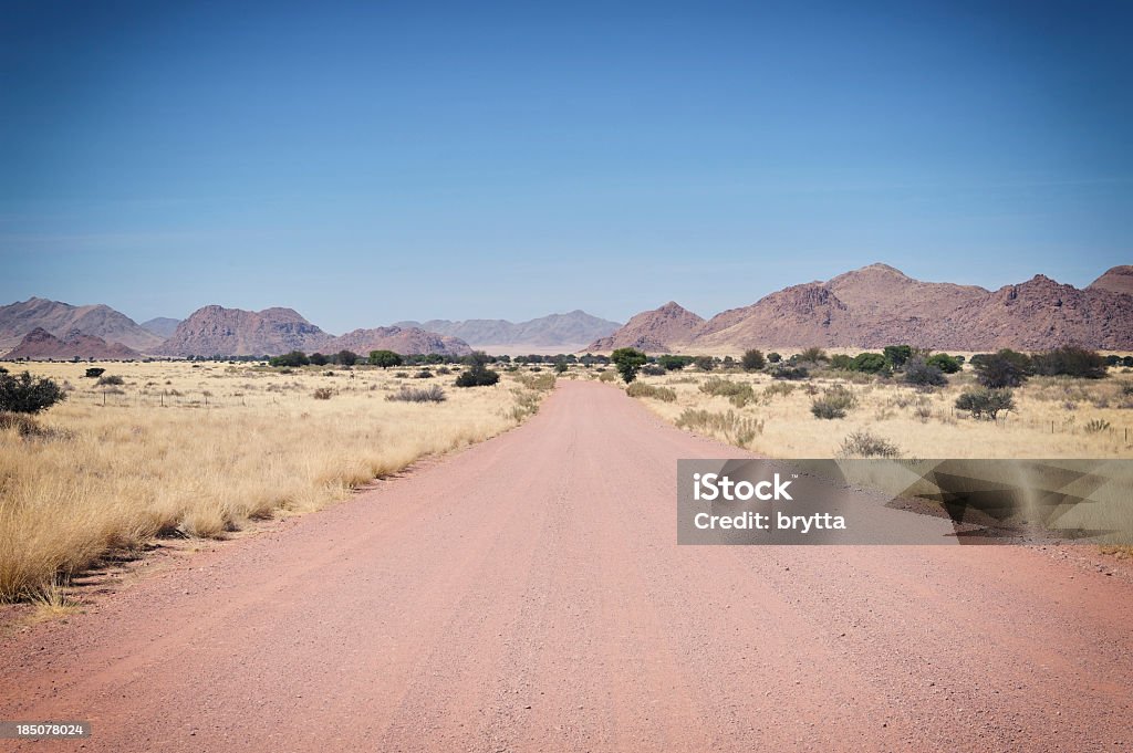Paisaje con red grava road hasta Sossusvlei, Namibia - Foto de stock de Aire libre libre de derechos