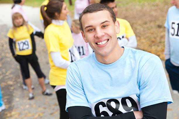 istock Happy young man at a charity event race 185078466