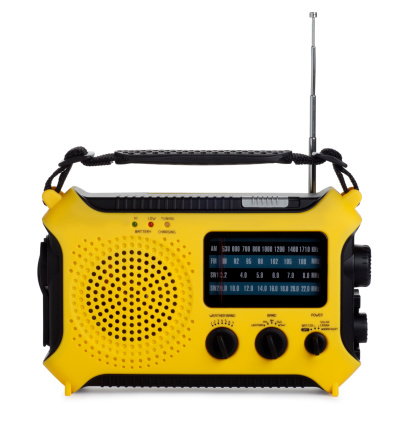 This is a photo of an emergency radio isolated on a white background. There is a clipping path included with this file.Click on the links below to view lightboxes.