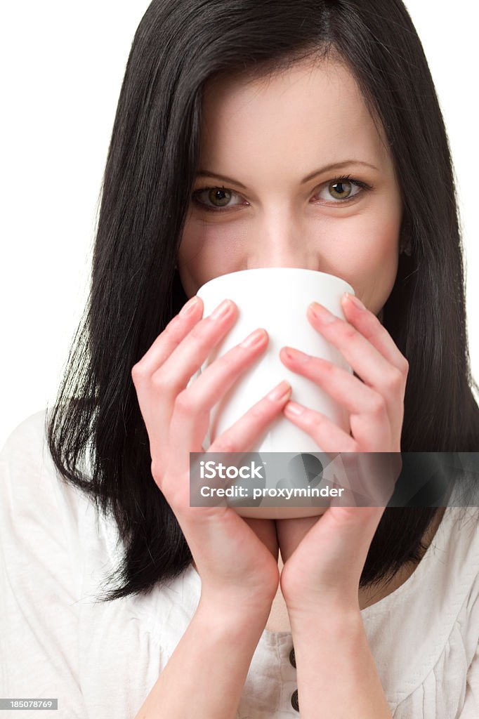 Young woman enjoying A Cup Cappuccino Adult Stock Photo