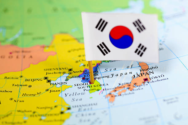 Map and Flag of  South Korea. Source: "World reference atlas"