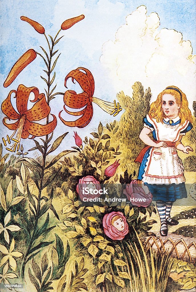 Alice a través de la looking Glass - Ilustración de stock de Alicia en el país de las maravillas libre de derechos