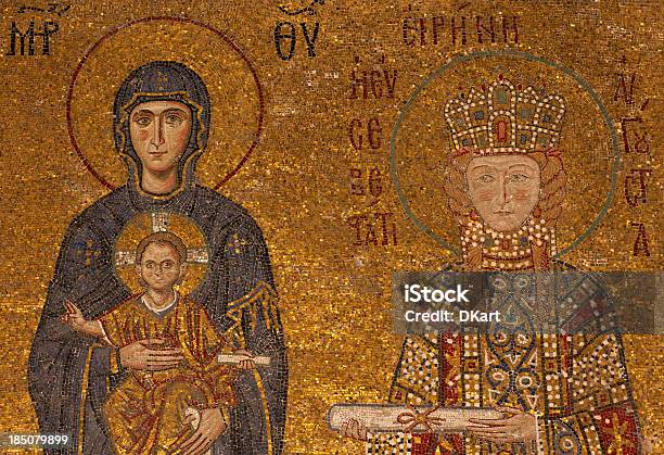 Byzantine Mosaic Of The Sacred Maria With Baby Jesus Stock Photo - Download Image Now