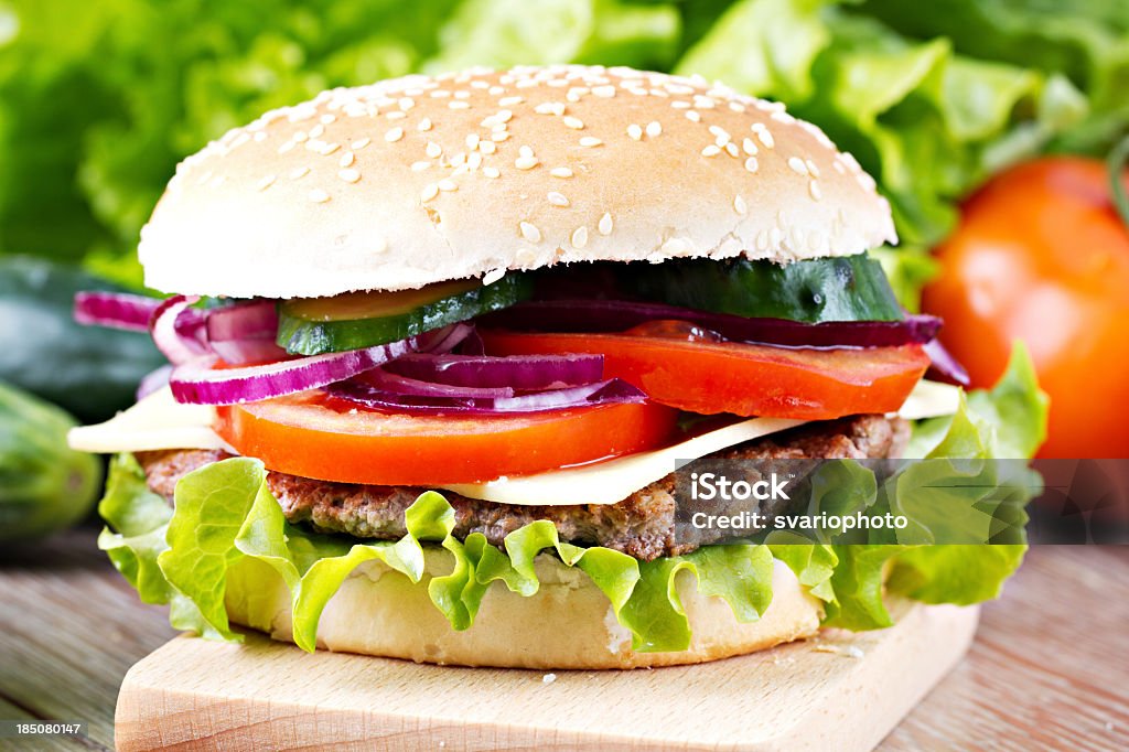 Novo Hamburger Hambúrguer - Foto de stock de Alface royalty-free
