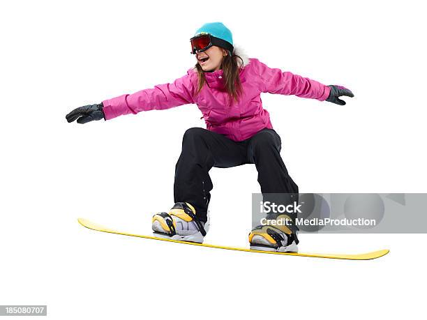 Photo libre de droit de Snowboard Fille Avec Un Tracé De Détourage banque d'images et plus d'images libres de droit de Ski - Ski, Objet ou sujet détouré, Paire de skis