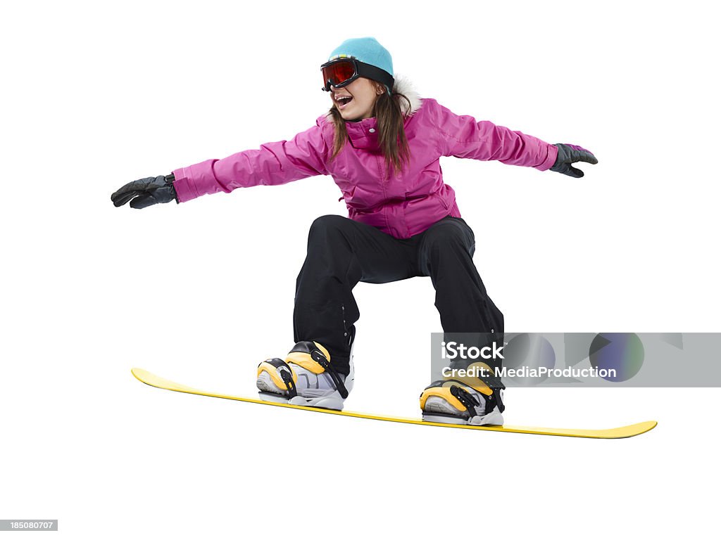 Snowboard Menina com um Traçado de Recorte - Royalty-free Esqui - Esqui e snowboard Foto de stock