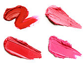 Red and pink lipstick smears