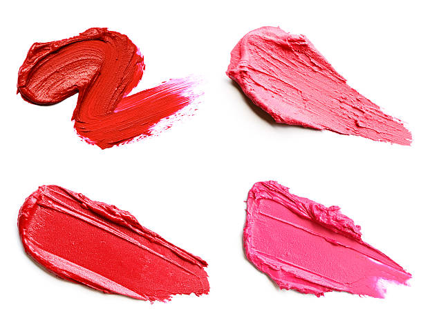 Red and pink lipstick smears Red lipstick smears smudged condition stock pictures, royalty-free photos & images