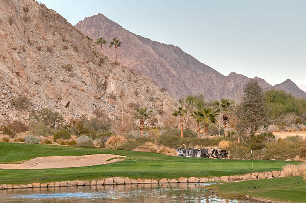 istock Lush green golf course in the Palm Springs desert 185080925