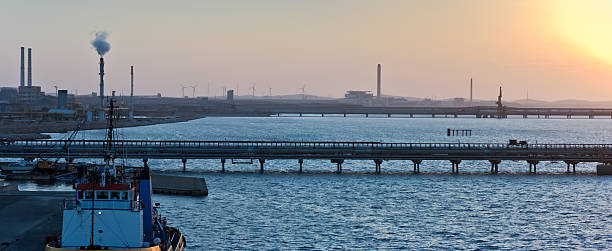 Porto Torres wide panorama at sunset (Sardinia, Italy) stock photo