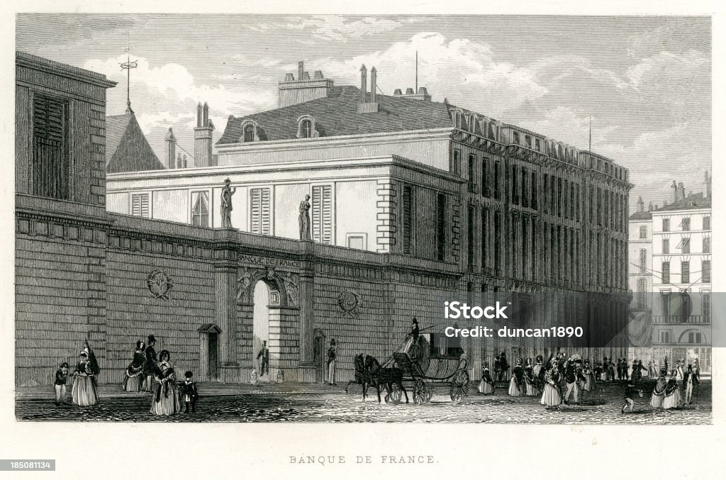 Banco da França, Paris - Ilustração de Antiguidade royalty-free