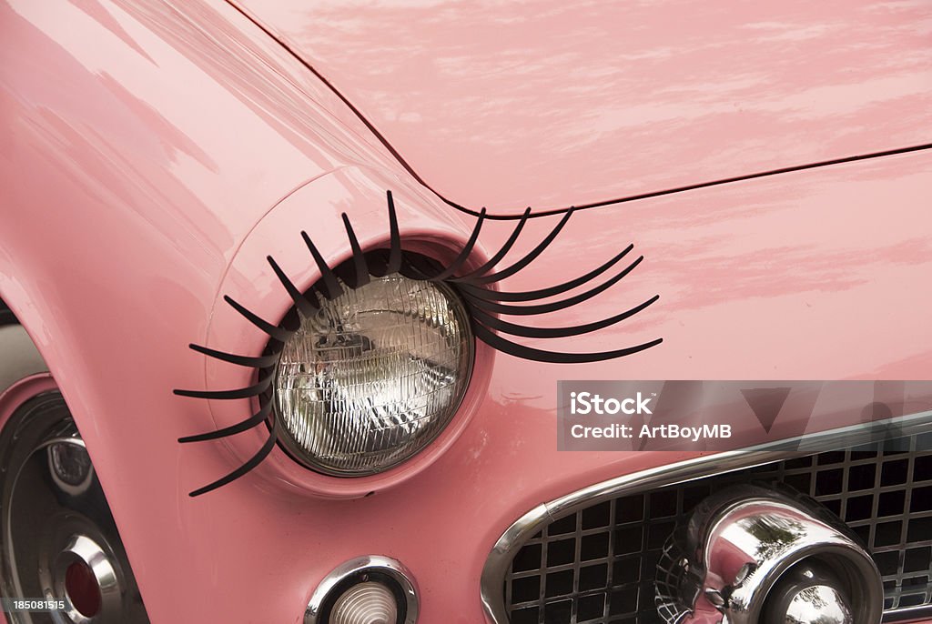 Eyelashes On A Headlight Stock Photo - Download Image Now - Car
