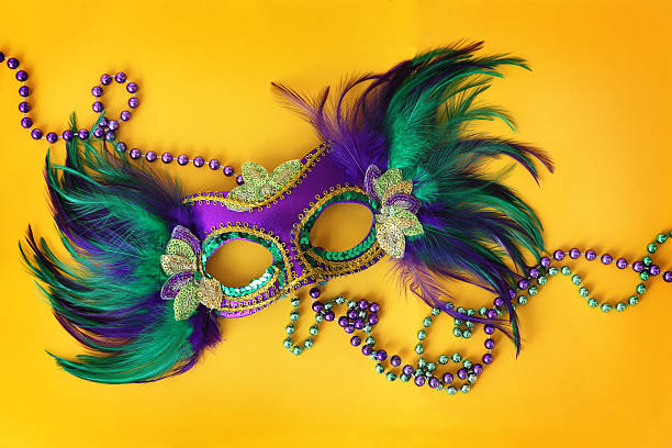 Party Mask on yellow stock photo