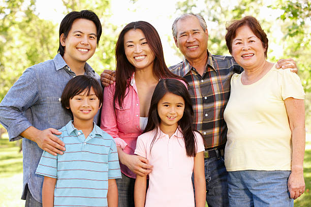 istock Portrait multi-generation Asian family in park 185081604