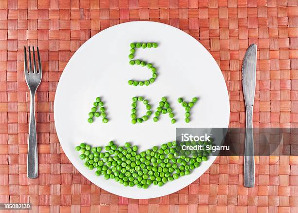 Five A Day Stock Photo - Download Image Now - Fruit, Number 5, Green Pea