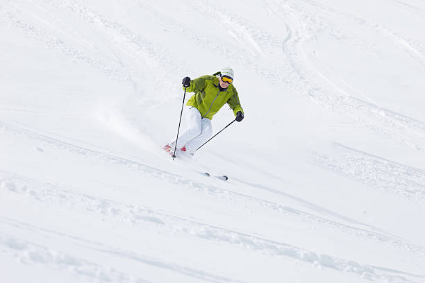 istock Skiing in  fresh new snow - powder 185082771