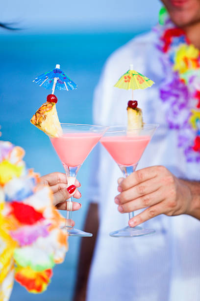 Close up shot of Mix Berry Smoothie, with vanilla ice cream and cherry on top,  ready to serve at bar counter