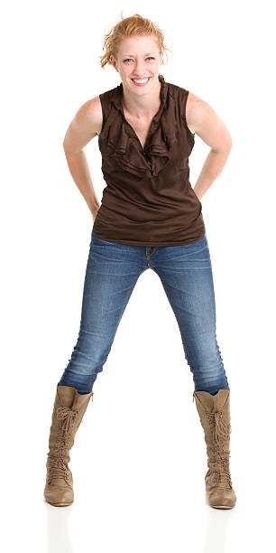 istock Happy Young Woman Standing Portrait 185083668