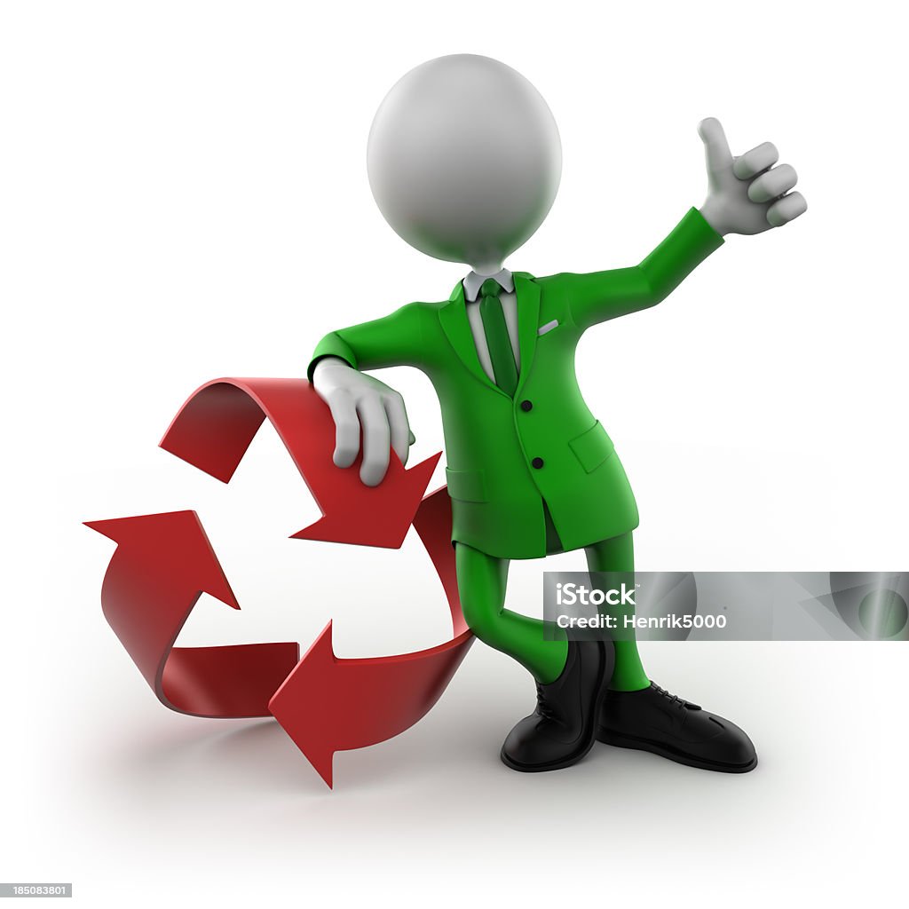 3 d homem com o Símbolo de Reciclagem-isolado/Traçado de Recorte - Royalty-free Símbolo de ícone Foto de stock